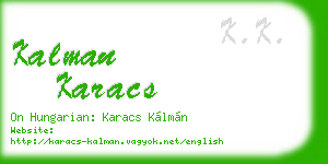 kalman karacs business card