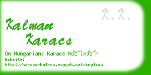 kalman karacs business card